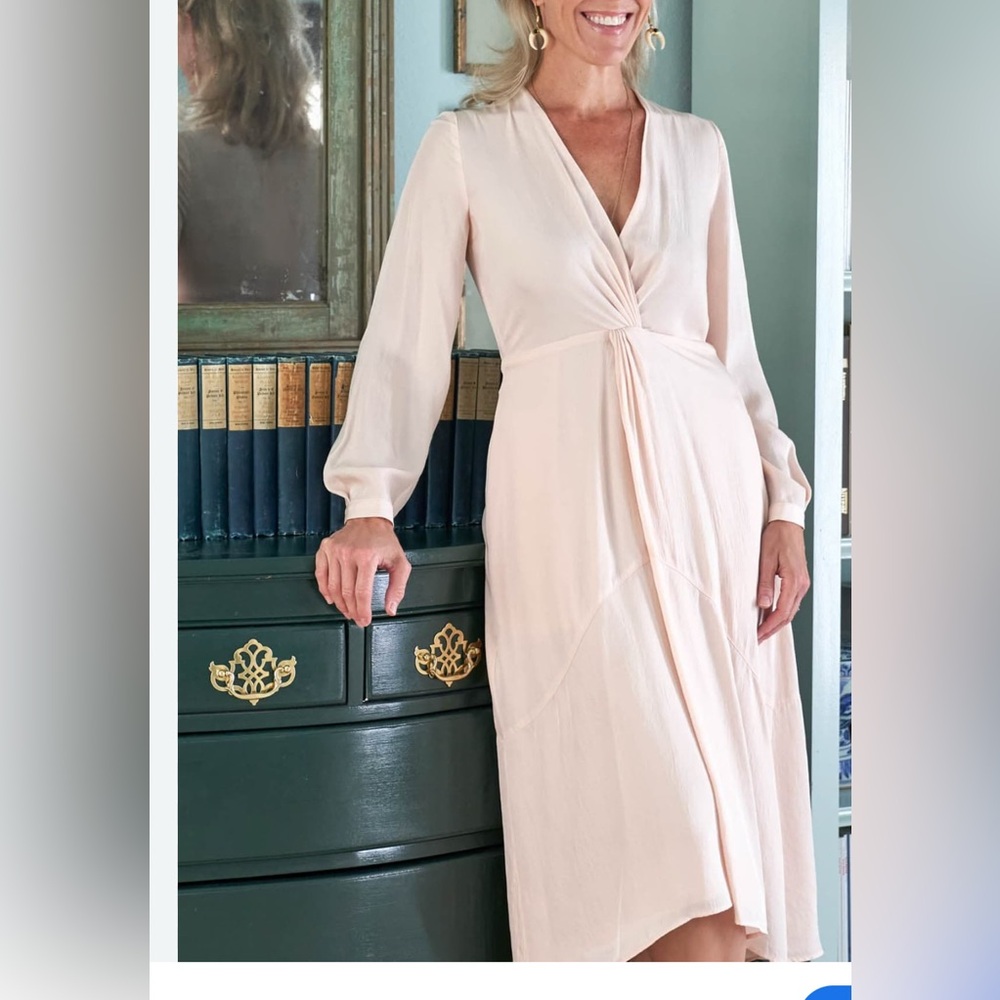 Vince Twist Drape Long Sleeve Japanese Satin Dress